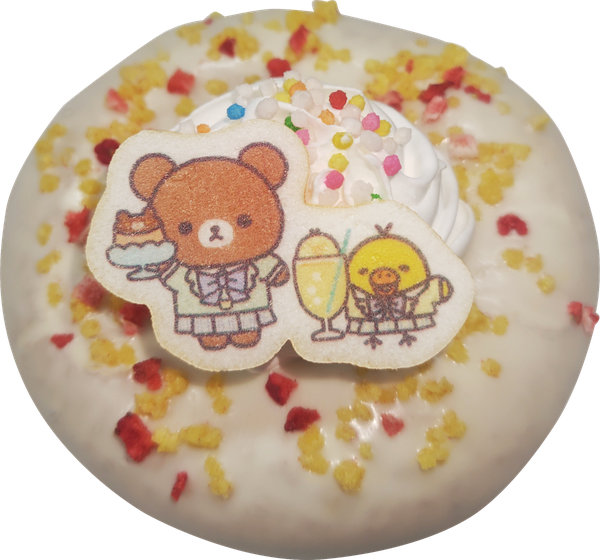 キイロイトリ＆チャイロイコグマのホワイトドーナツ